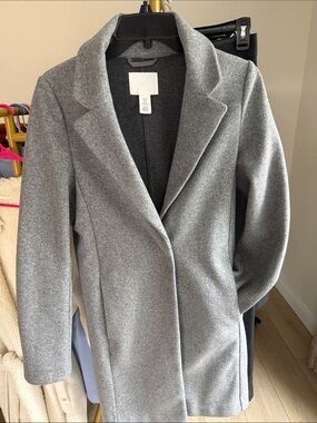 H&M Gray Tailored Single-Breasted Pea Coat